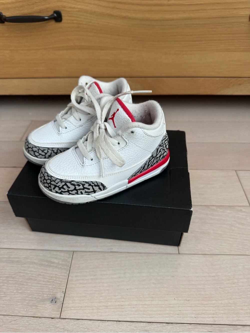 Jordan Kids White/Red with Elephant Print Sneakers